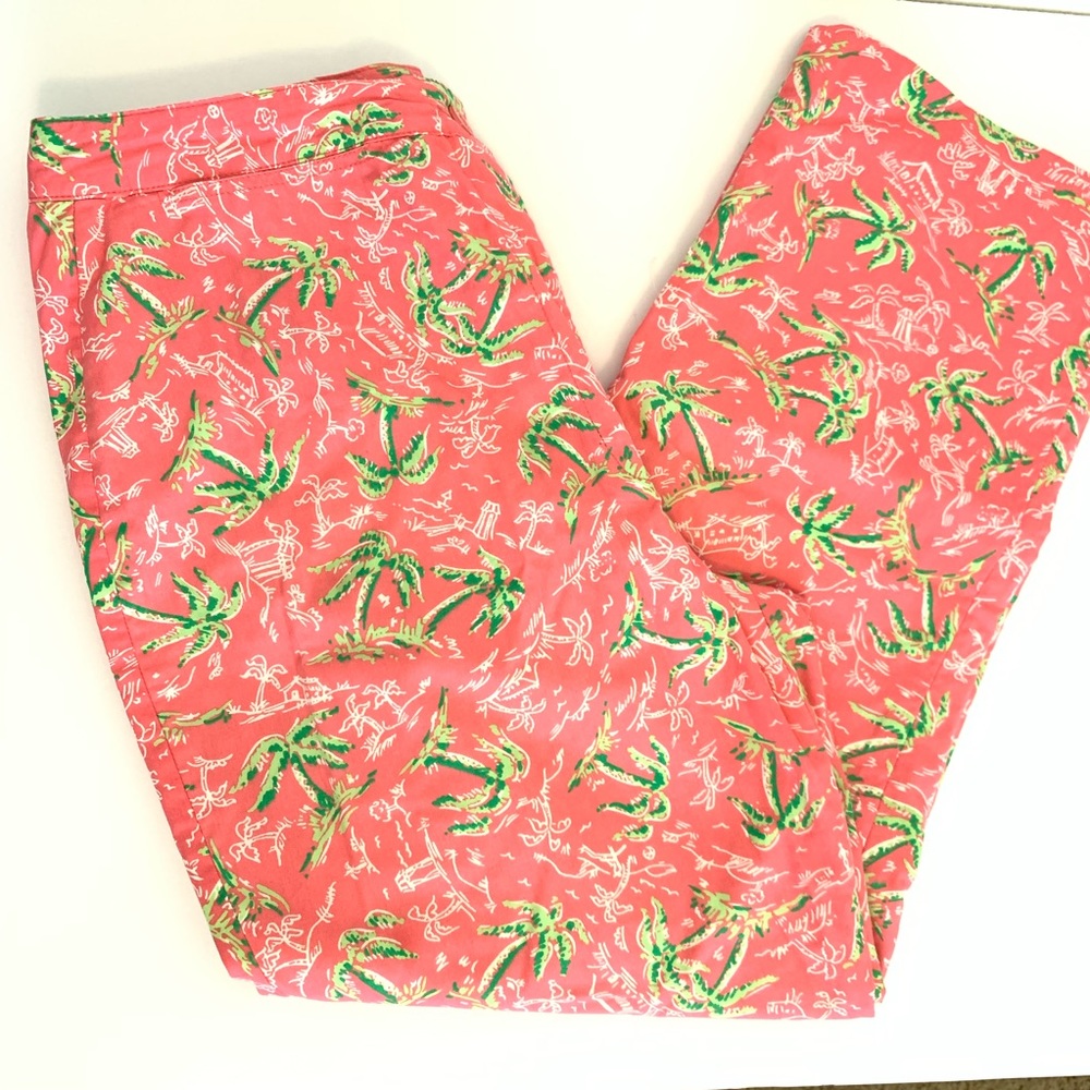 🌴Lilly Pulitzer Poppy Pink Palm Print Pants